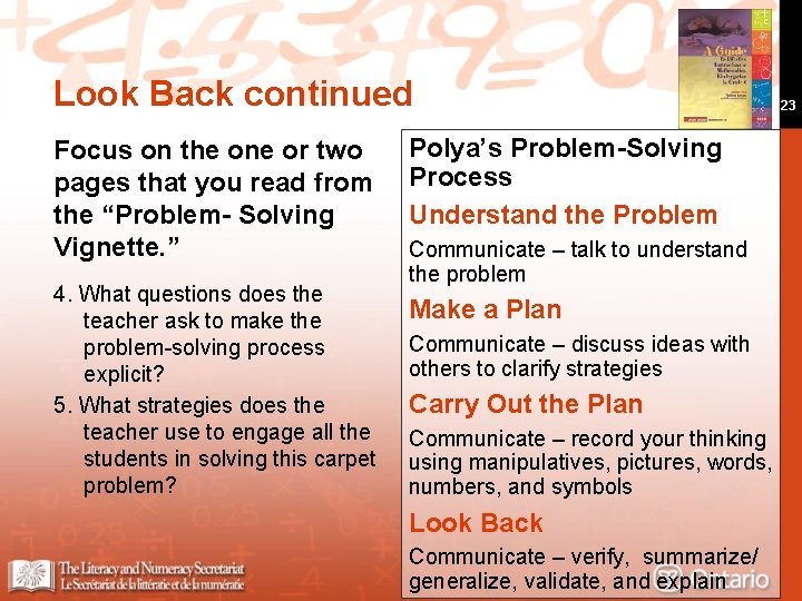 Look Back continued Focus on the one or two pages that you read from