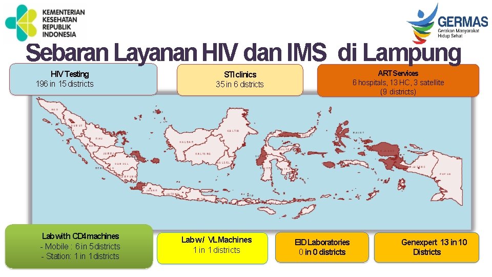 Sebaran Layanan HIV dan IMS di Lampung HIV Testing 196 in 15 districts Lab