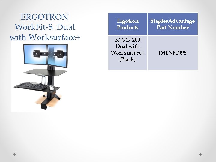 ERGOTRON Work. Fit-S Dual with Worksurface+ Ergotron Products 33 -349 -200 Dual with Worksurface+