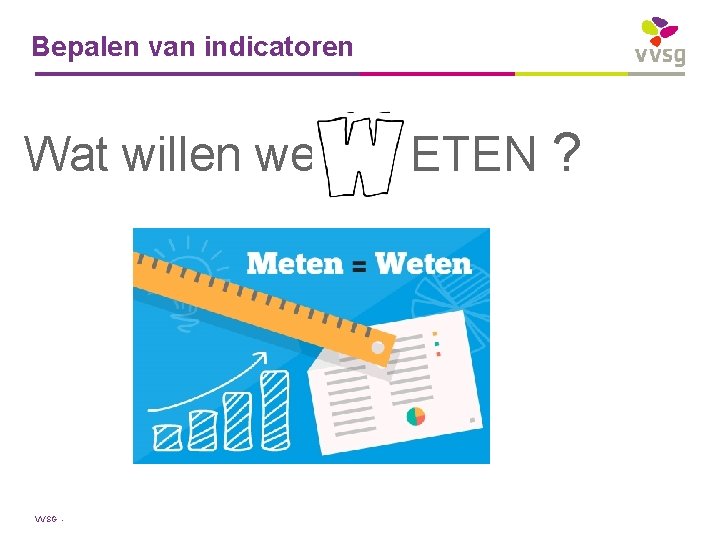 Bepalen van indicatoren Wat willen we ETEN ? VVSG - 