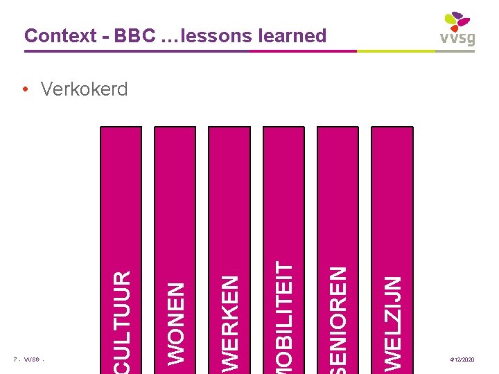 Context - BBC …lessons learned WELZIJN ENIOREN OBILITEIT WERKEN WONEN 7 - VVSG -
