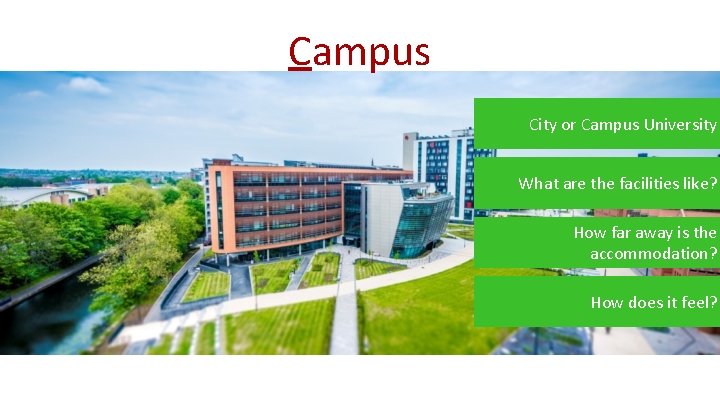 Campus City or Campus University What are the facilities like? How far away is
