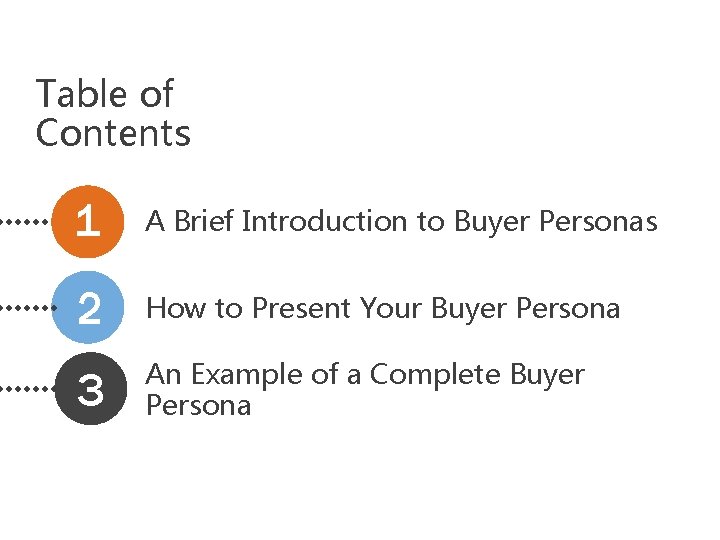 Table of Contents 1 A Brief Introduction to Buyer Personas 2 How to Present