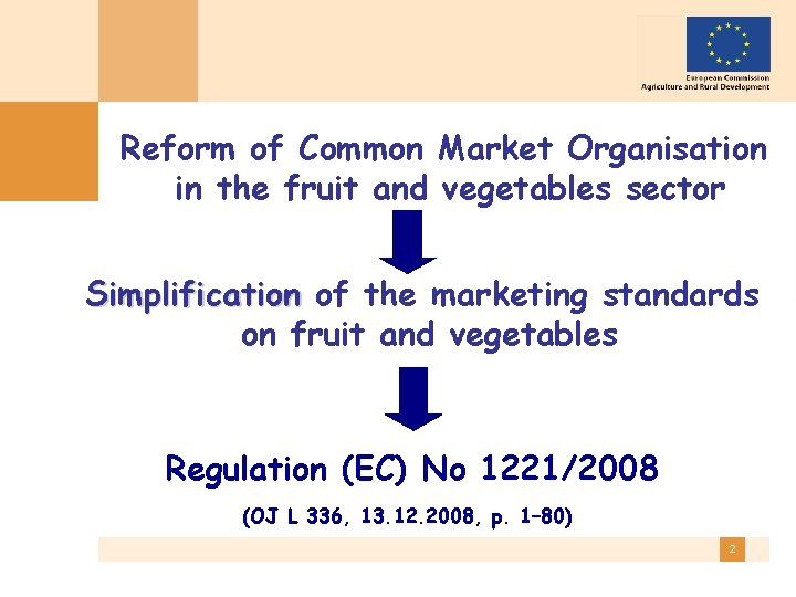 Reform of Common Market Organisation in the fruit and vegetables sector Simplification of the