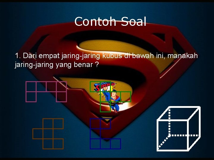 Contoh Soal 1. Dari empat jaring-jaring kubus di bawah ini, manakah jaring-jaring yang benar