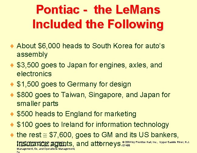 Pontiac - the Le. Mans Included the Following ¨ About $6, 000 heads to