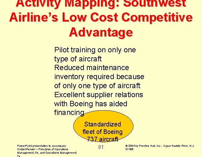 Activity Mapping: Southwest Airline’s Low Cost Competitive Advantage Pilot training on only one type