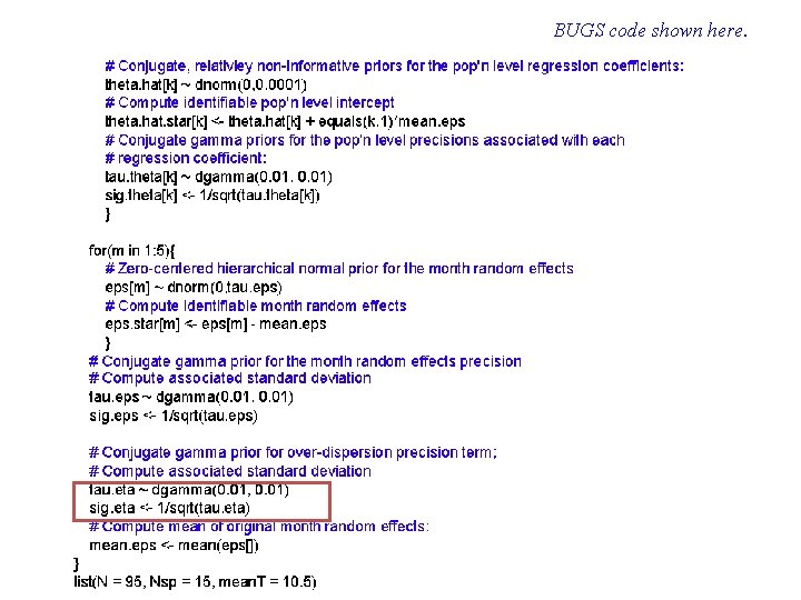BUGS code shown here. 
