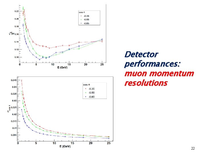 Detector performances: muon momentum resolutions 22 