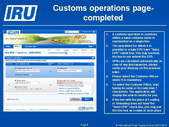Customs operations pagecompleted Page 9 1. A customs operation in countries within a same