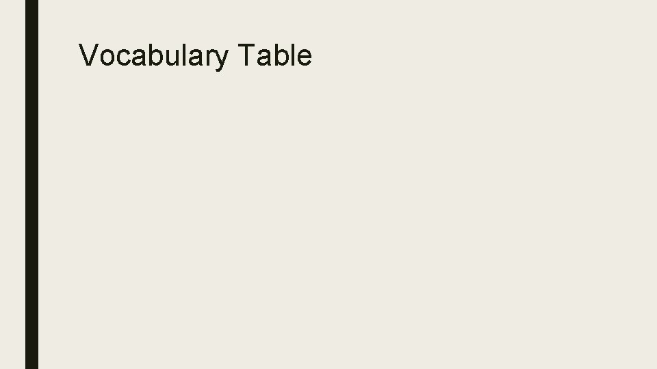 Vocabulary Table 