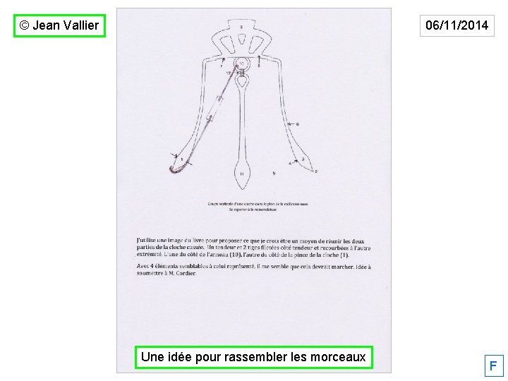 © Jean Vallier 06/11/2014 Une idée pour rassembler les morceaux F 