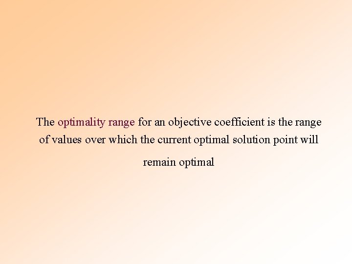 The optimality range for an objective coefficient is the range of values over which