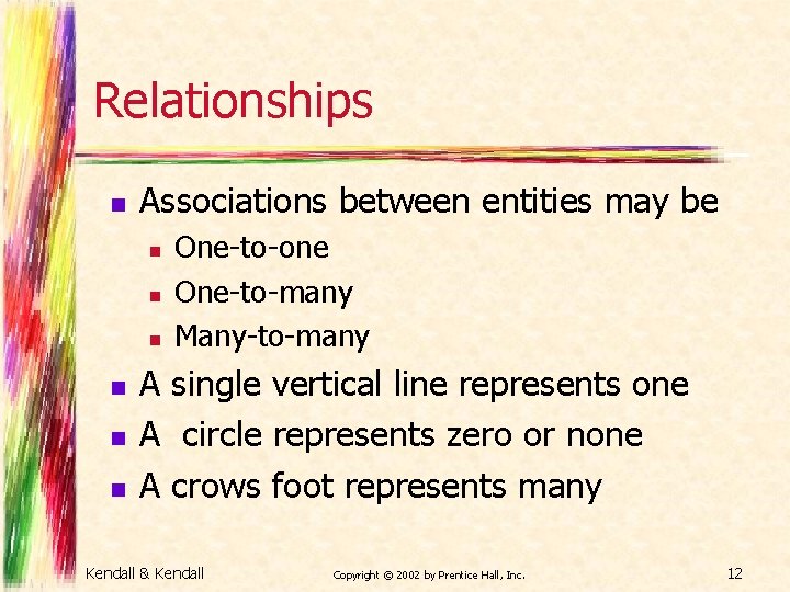 Relationships n Associations between entities may be n n n One-to-one One-to-many Many-to-many A