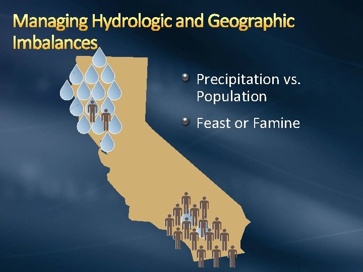 Managing Hydrologic and Geographic Imbalances Precipitation vs. Population Feast or Famine 