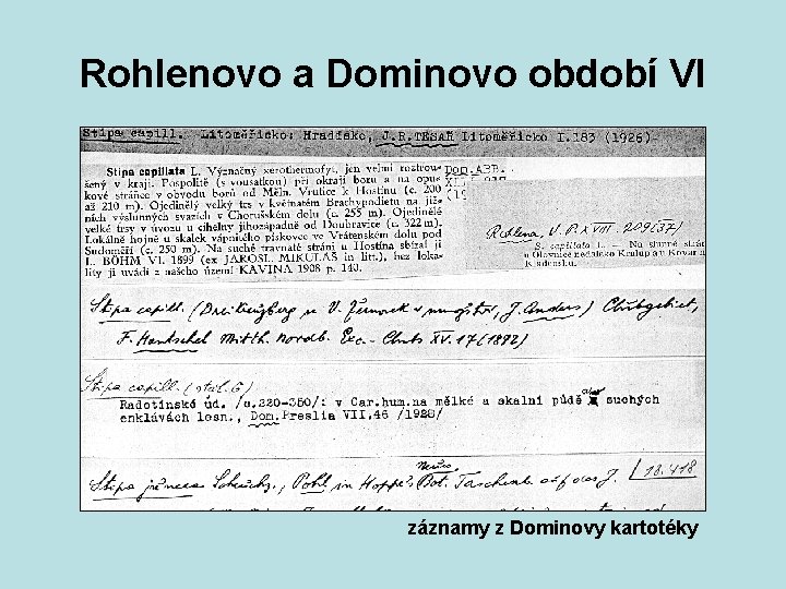 Rohlenovo a Dominovo období VI záznamy z Dominovy kartotéky 