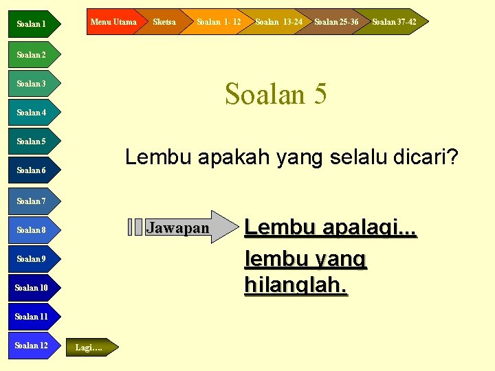 Soalan 1 Menu Utama Sketsa Soalan 1 - 12 Soalan 13 -24 Soalan 25