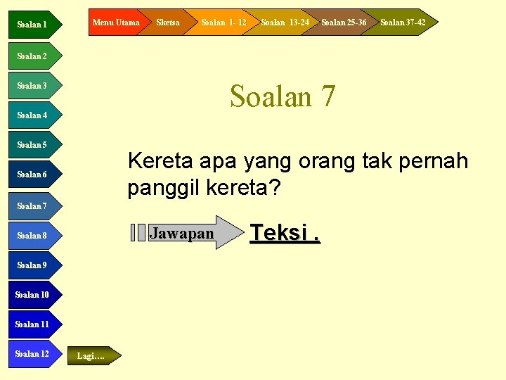 Soalan 1 Menu Utama Sketsa Soalan 1 - 12 Soalan 13 -24 Soalan 25