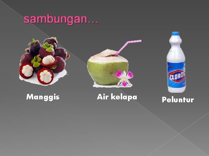 sambungan… Manggis Air kelapa Peluntur 