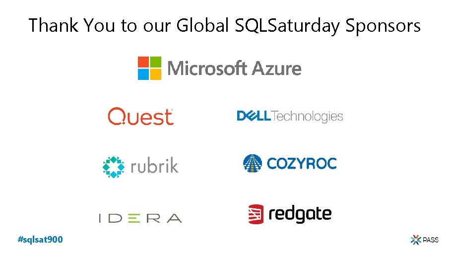 Thank You to our Global SQLSaturday Sponsors #sqlsat 900 