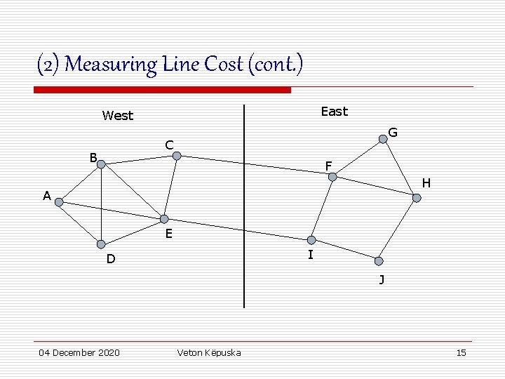 (2) Measuring Line Cost (cont. ) East West G C B F H A