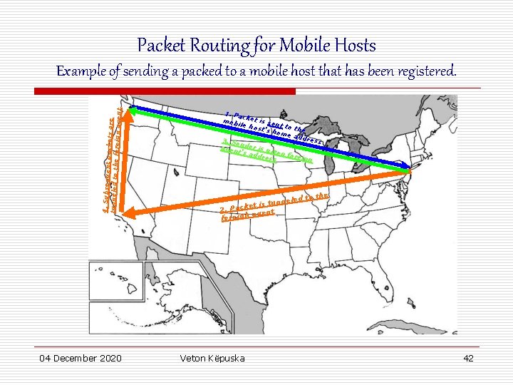 Packet Routing for Mobile Hosts 4. Subsequent packets are tunneled to the foreign agent