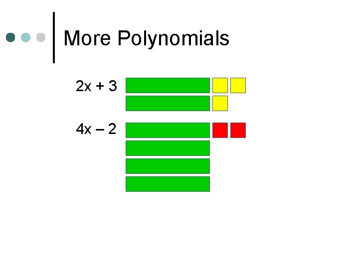More Polynomials 2 x + 3 4 x – 2 More Polynomials 2 x + 3 4 x – 2