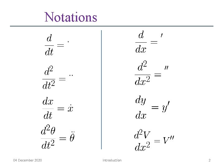 Notations 04 December 2020 Introduction 2 