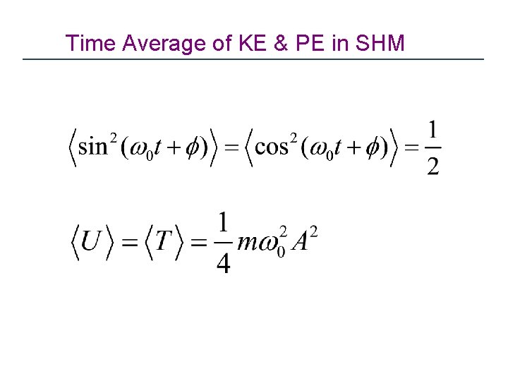 Time Average of KE & PE in SHM 