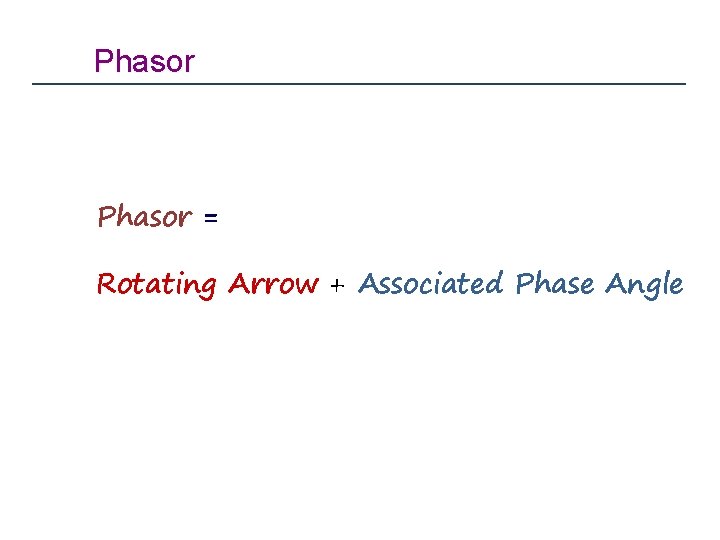 Phasor = Rotating Arrow + Associated Phase Angle 