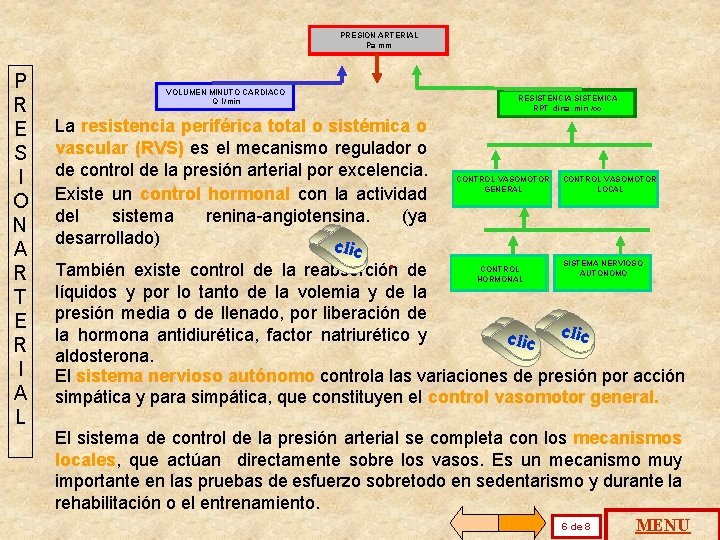 PRESION ARTERIAL Pa mm P R E S I O N A R T