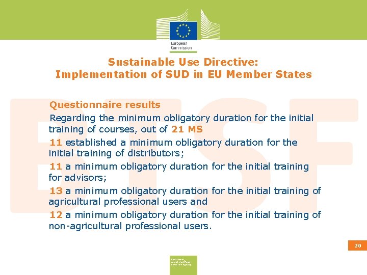 Sustainable Use Directive: Implementation of SUD in EU Member States Questionnaire results Regarding the