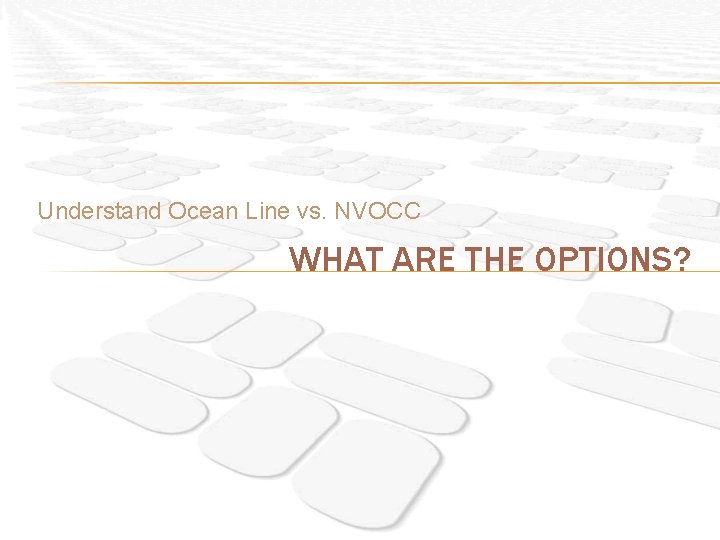 Understand Ocean Line vs. NVOCC WHAT ARE THE OPTIONS? 