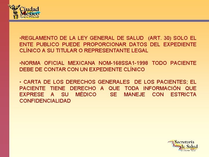  • REGLAMENTO DE LA LEY GENERAL DE SALUD (ART. 30) SOLO EL ENTE