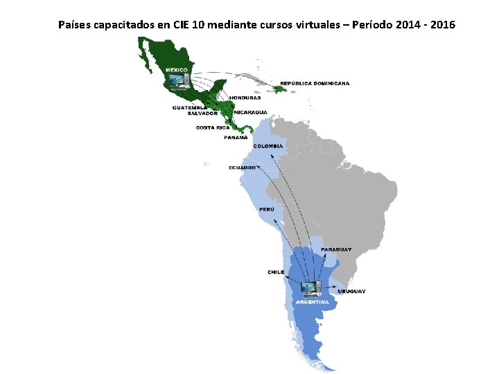 Países capacitados en CIE 10 mediante cursos virtuales – Período 2014 - 2016 