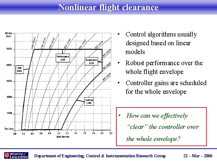 Nonlinear flight clearance • Control algorithms usually designed based on linear models • Robust