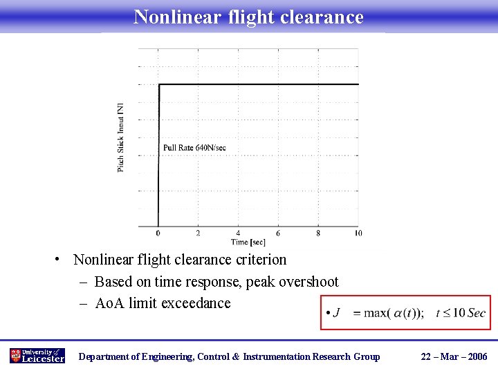 Nonlinear flight clearance • Nonlinear flight clearance criterion – Based on time response, peak