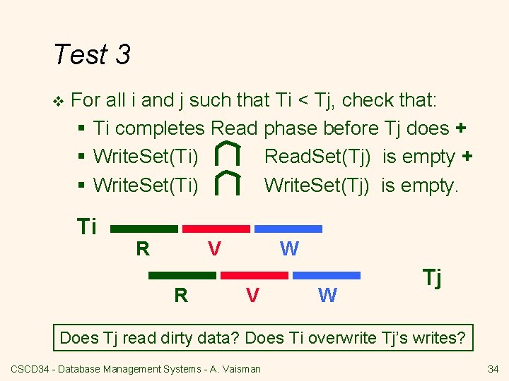 Test 3 v For all i and j such that Ti < Tj, check