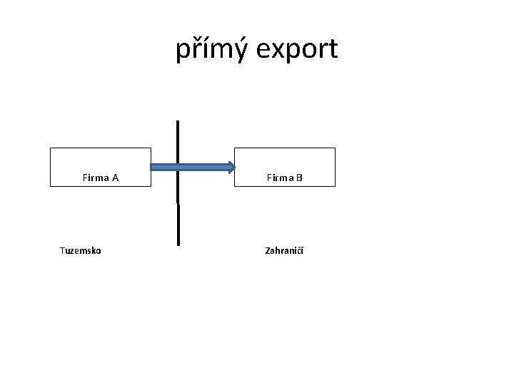 přímý export Firma A Tuzemsko Firma B Zahraničí 