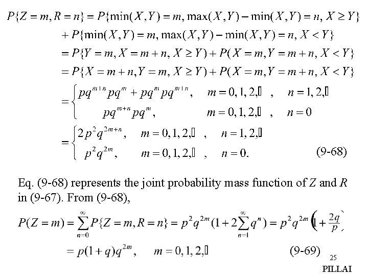 (9 -68) Eq. (9 -68) represents the joint probability mass function of Z and (9 -68) Eq. (9 -68) represents the joint probability mass function of Z and