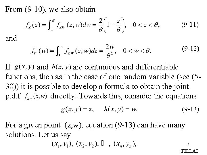 From (9 -10), we also obtain (9 -11) and (9 -12) If and are From (9 -10), we also obtain (9 -11) and (9 -12) If and are