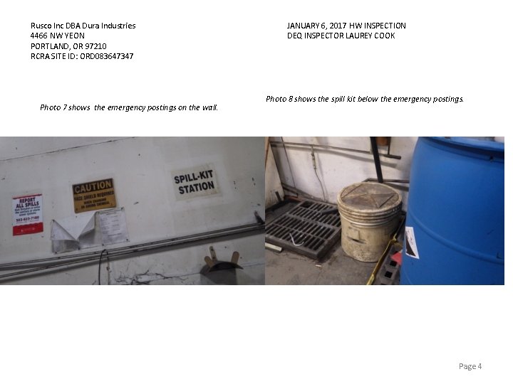 Rusco Inc DBA Dura Industries 4466 NW YEON PORTLAND, OR 97210 RCRA SITE ID: