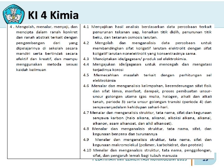 KI 4 Kimia PELATIHAN IMPLEMENTASI KURIKULUM 2013 19 