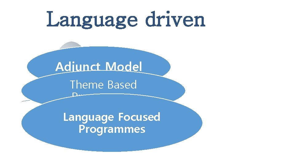 Language driven Adjunct Model Theme Based Programmes Language Focused Programmes 