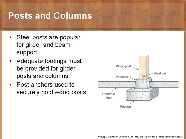 Posts and Columns • Steel posts are popular for girder and beam support •