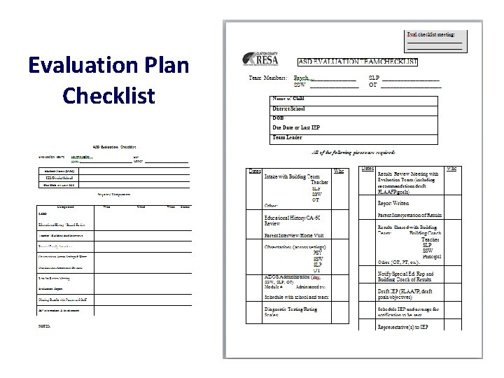 Evaluation Plan Checklist 