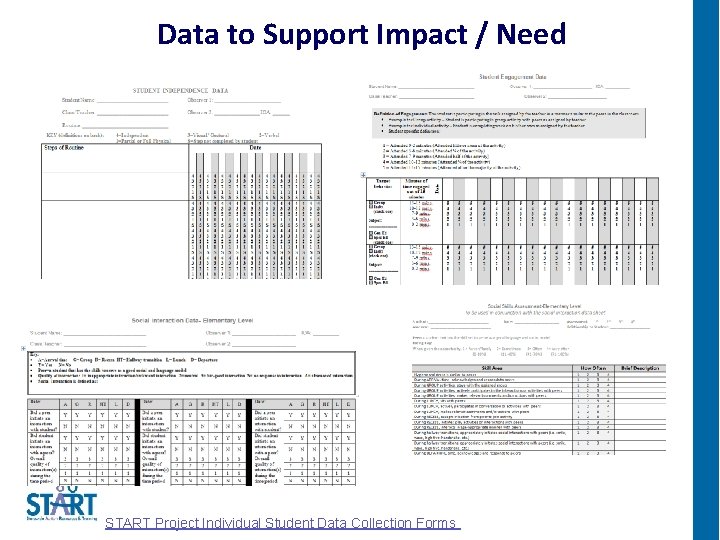 Data to Support Impact / Need START Project Individual Student Data Collection Forms 
