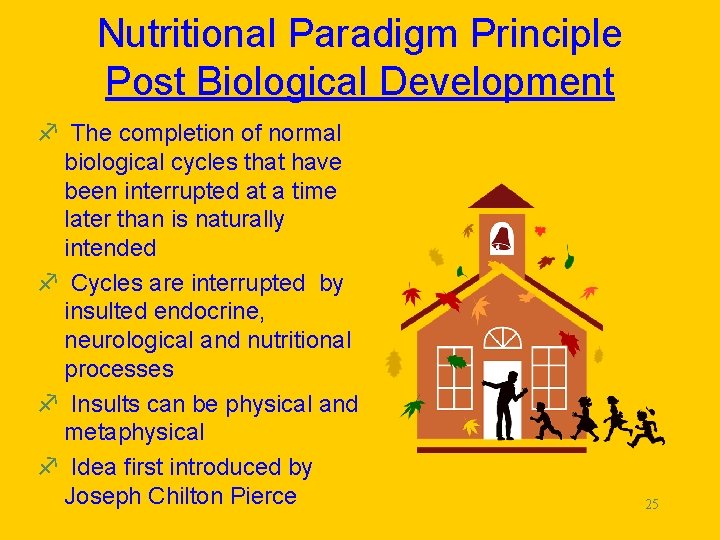 Nutritional Paradigm Principle Post Biological Development f The completion of normal biological cycles that