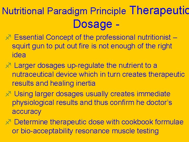 Nutritional Paradigm Principle Therapeutic Dosage f Essential Concept of the professional nutritionist – squirt