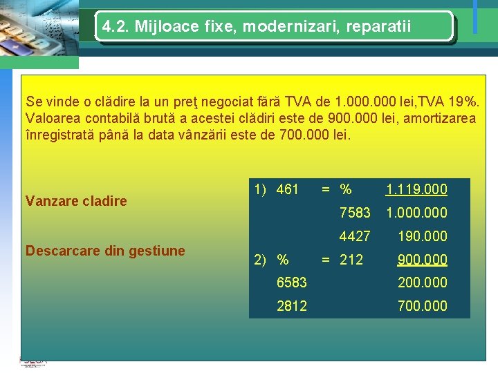 4. 2. Mijloace fixe, modernizari, reparatii Se vinde o clădire la un preţ negociat